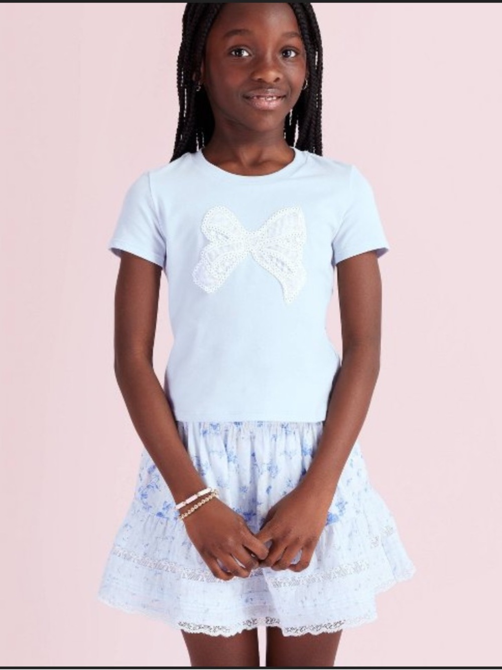NWT LoveShackFancy x
Target Blue Girls' Maeve Bow Applique T-Shirt - S